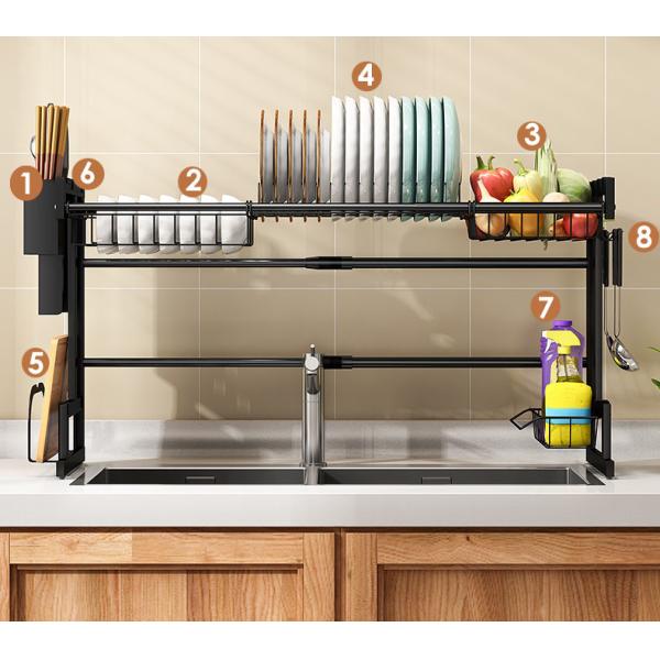 Width 300mm Adjustable Dish Drying Rack Over Sink OEM For Kitchen 500mm Height