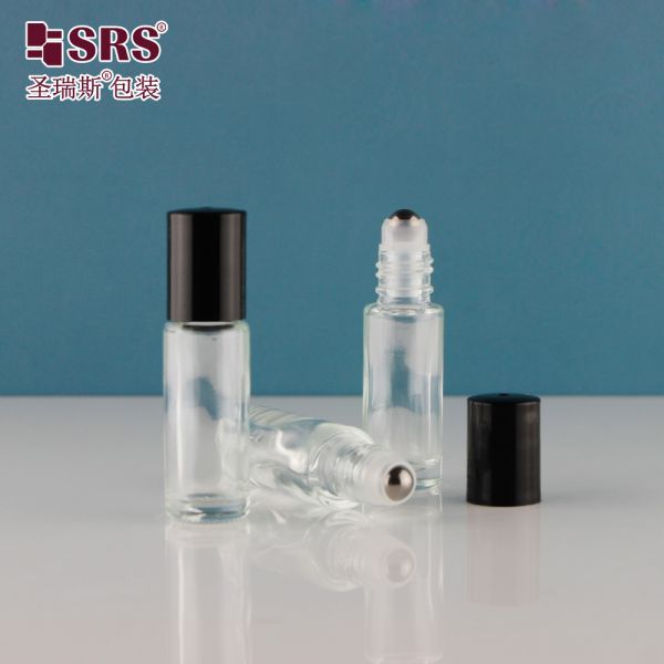 Customized Printing 4ml Perfume Roller Bottles Round Shape Transparent Glass Roll on Bottle