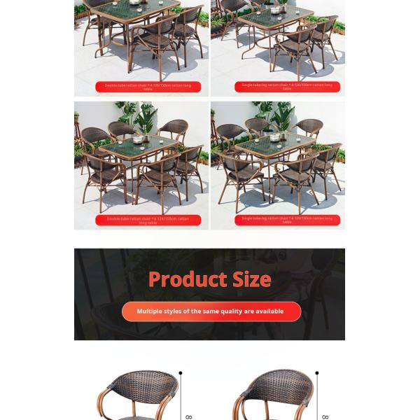 Glass Top PE Rattan Garden Dining Table And Chairs 5pcs Sets