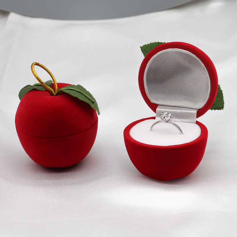 OEM Logo Velvet Red Luxury Flocked Ring Box Jewelry Gift Box Eye Catching Design