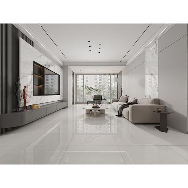 Azulejos de porcelana esmaltada pulida de mármol gris claro sin decoloración de 800x800mm para hoteles y oficinas, resistentes al desgaste
