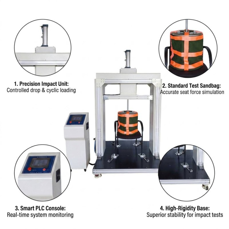 Industrial Chair Seat Loading Fatigue Tester 136kg Capacity Factory Price Furniture Testing Machine