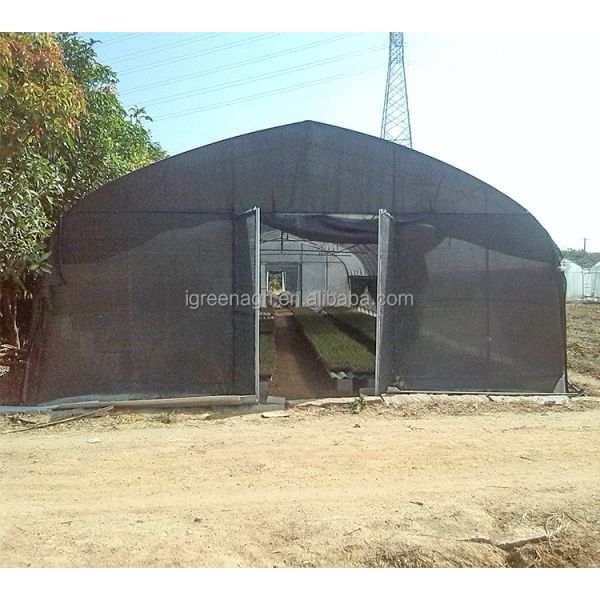Single-Span PE Shade Net Tunnel Blackout Greenhouse for Mushroom Cultivation