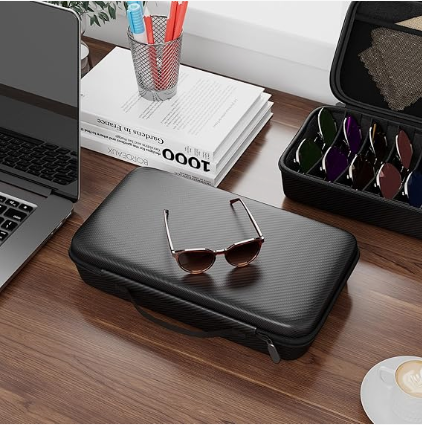 Travel Sunglasses Organizer​,​ Hard Shell​ Sunglass Case Adjustable Slots for Multiple ​Sunglass Eyeglass Case