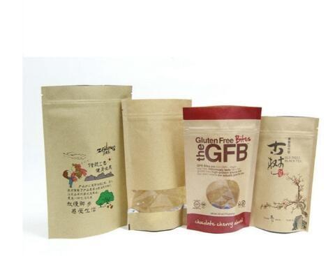 Printed k Kraft Paper Plastic Stand up Pouch/ Food Packaging Bag with Zipper And Window