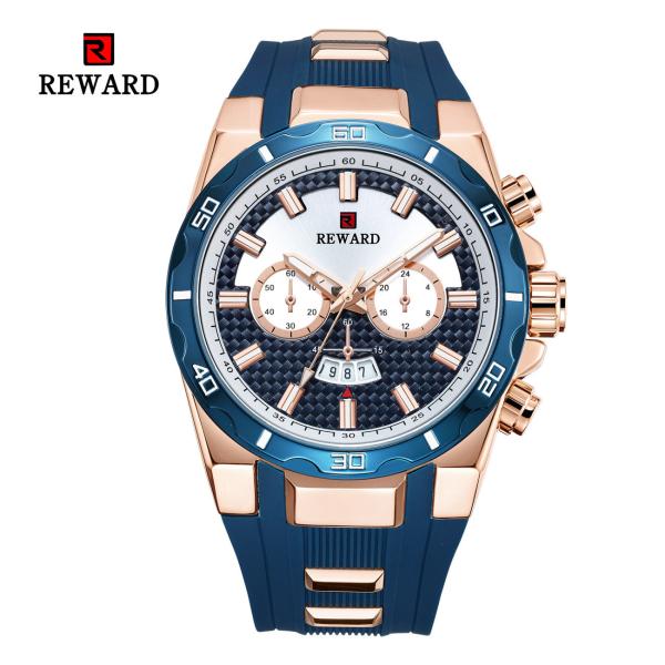 Silicone Band Mens Stainless Steel Watches Fake Chronograph With Big Face