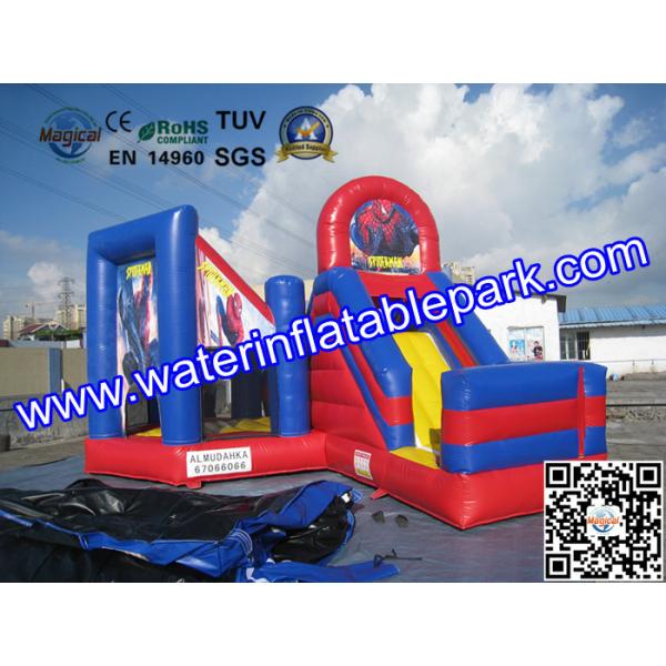 Red Blue Commercial Outdoor Inflatable Spiderman Jumper Combo Durable