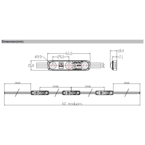 Полный цвет привел модуль 12 вольт для силы ИП66 писем 0.72в шатра водоустойчивой