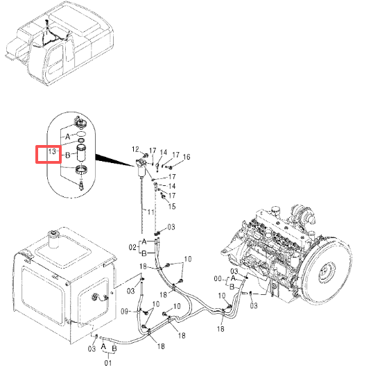 4452161 4452913 Hitachi Excavator Parts Oil Water Separator Fits ZX120 ZX125US