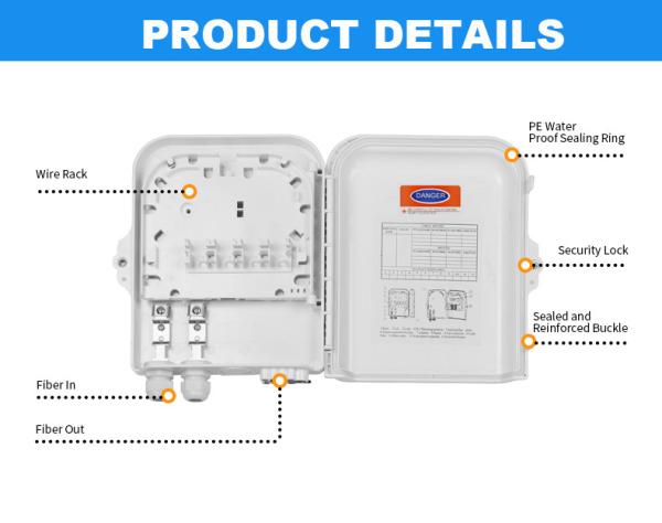 Drop Cable 8 Port TV FTTX 4core Fiber Optic Network Box