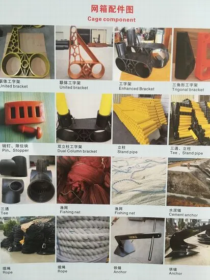 Jaula circular de HDPE para peces, diámetro 13m-50m, con tubería flotante de 200mm-400mm