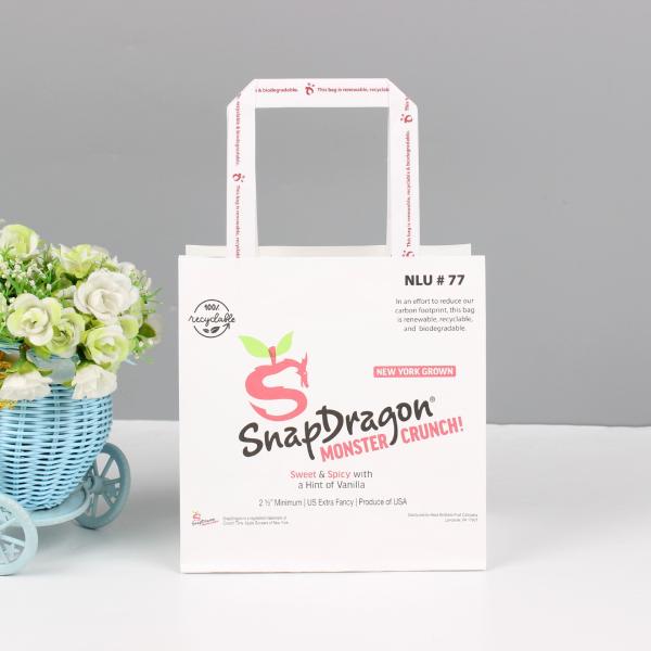 Mini bolso de papel Kraft blanco para llevar con logotipo para impresión personalizada