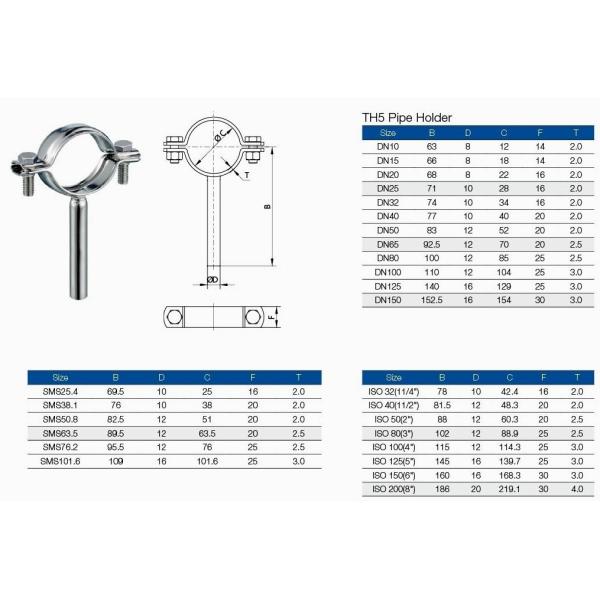 1 2 Санитарные принадлежности Продовольственный класс Нержавеющая сталь Труба Поддержка Санитарный шланг Клип зажим вешалка