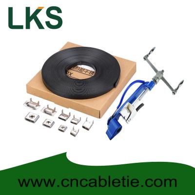 PVC coated Stainless Steel Banding 9.5x1.2mm, 12.7x1.2mm,19x1.2mm material SS304,316 with paper box and LKA tension tool