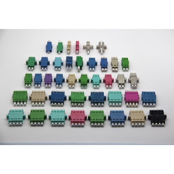 LC Quad Fiber Optic Adapters Stackable Four Port in Blue Green Aqua Colors