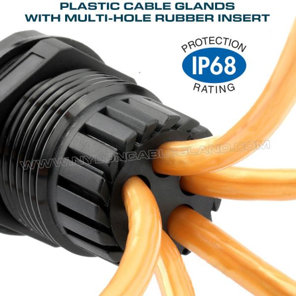 Prensaestopas de plástico multi-orificio (multi-entrada) IP68 con rosca PG o métrica para armarios eléctricos