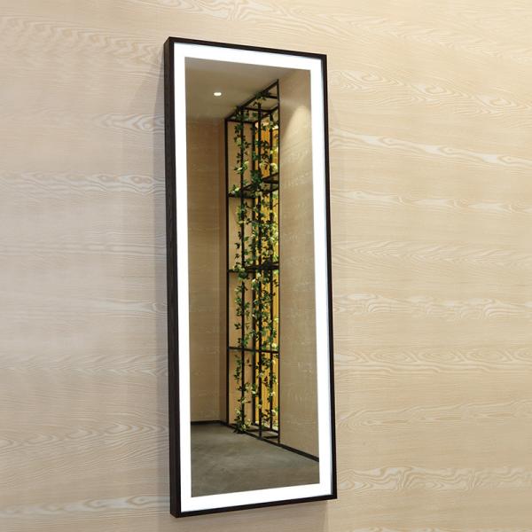 Surface montée cadre en bois miroir pleine longueur avec LED lumière température de couleur 6000K
