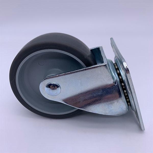 Grey TPR Tread Light Duty Swivel Plate Caster Wheel With PP Core 3 Inch