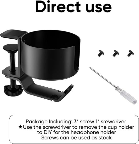Desk Cup Holder with Headphone Hanger Keep Your Drinks and Headphones in Place