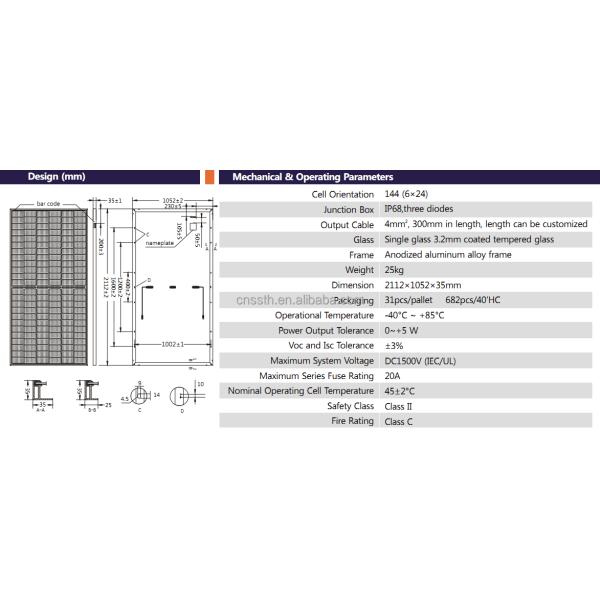 Mono Half Cell Solar Panel 500 Watt Bifacial Solar Panels 380w 400w 420w 450w