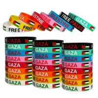 Silicone Slogan Watchword Printed Wristbands Custom Flag Free Palestine Save Gaza Souvenir Silicone Wristbands