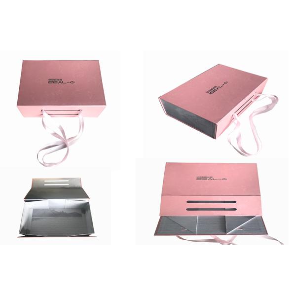 Embossing Logo Folding Gift Boxes Pink Color Rose For Clothing Packaging