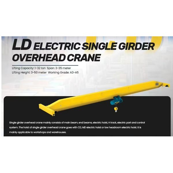 Single Girder EOT Crane with 25T Max Lifting Load A3-A4 Work Duty and PLC Motor Gear for Industrial Use