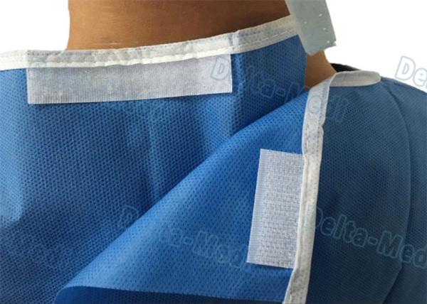 Tie On Disposable Sterile Gowns , Disposable Operating Gowns Wood Pulp Spunlace Fabric