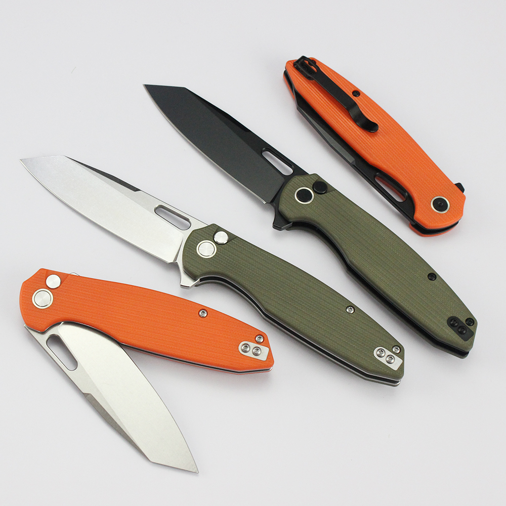 GT-T0044 Customizable Tactical 14C28N Steel Blade Button Lock Folding Knife G10 Handle Tunafire