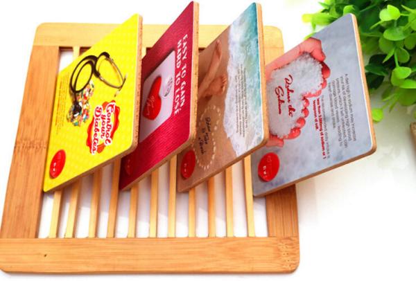 PVC box packaging Wooden cork coaster Customized size and printed logo for home and hotel