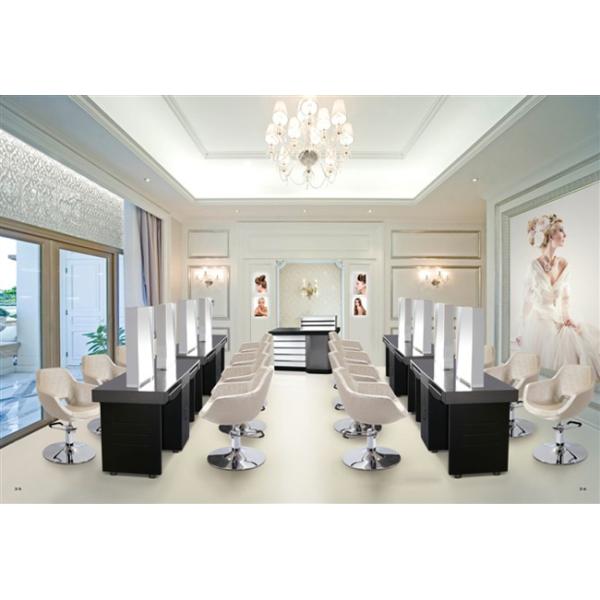 Dressing table with light mirror used beauty salon furniture gold frame hair salon station mirror