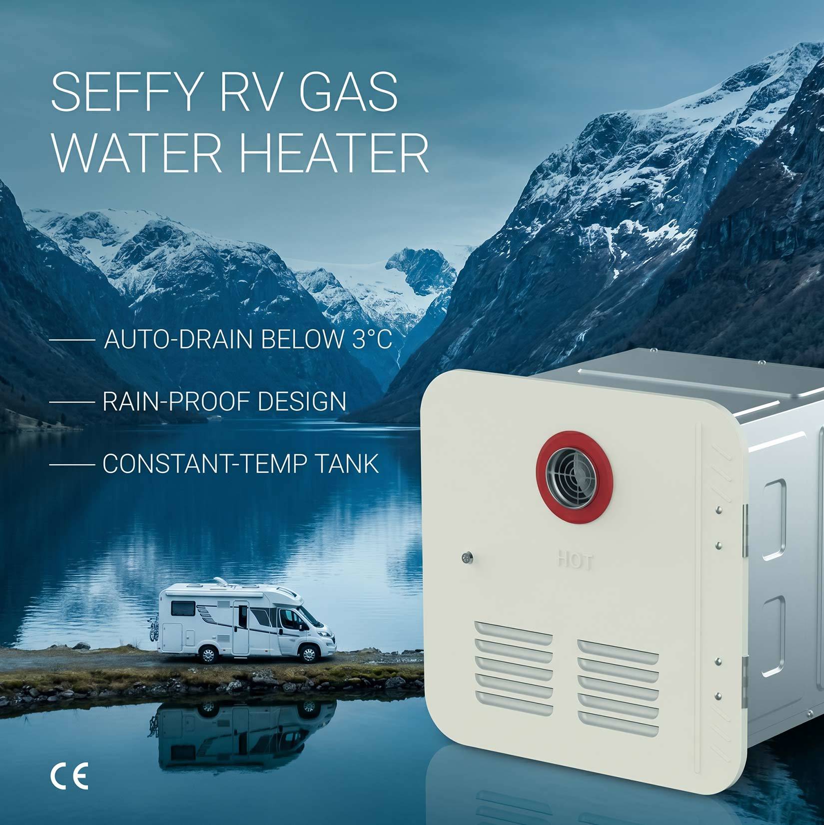 RV Gas Water Heater with Stainless Steel Heat Exchanger, 9 Essential Active Protections, and 15x15 Flush Outer Fit Design