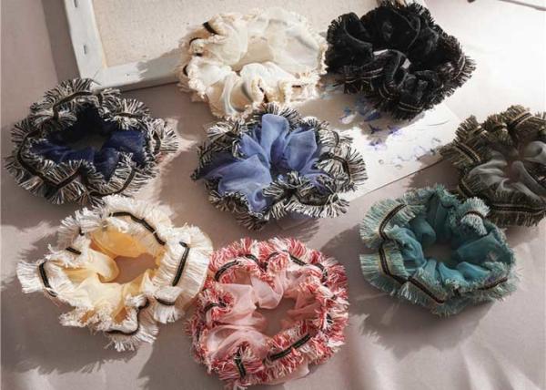 ins air mesh breathable lace edging large coil scrunchies lady precision work accessories wholesale