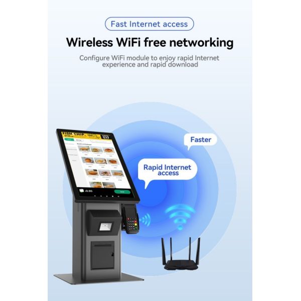 23.8 Inch Restaurant Self Service Kiosk with NFC POS Terminal LCD Android Touch Screen for Payment Self-Ordering Terminal