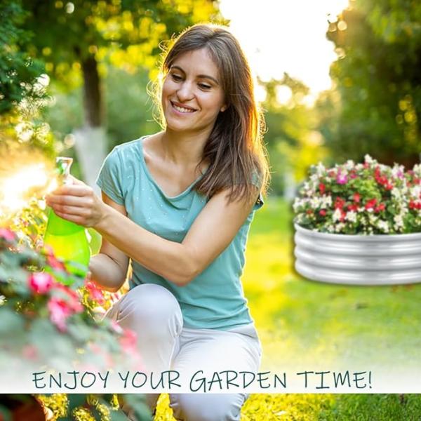 4*4*1ft  Round Raised Galvanized Garden Beds Metal Round Garden Bed Easy Assembly