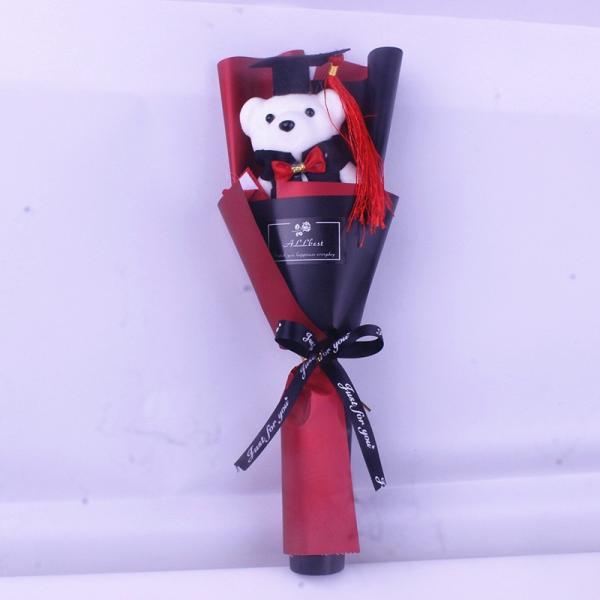 Bear Graduation Bouquet Doctor Bear Doll Male and Female Cartoon Doll Bouquet School Activity Gift 15x35cm Multiple Color