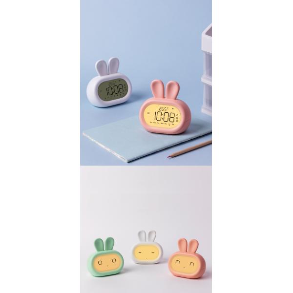 Rabbit Modern Design Dual Function Analog-Digital Alarm Clock with Cute Backlight Smart Quartz Wake-up Light for Kids