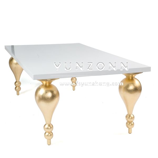 Modern Stainless Steel Rectangle Dining Table With Four Big Legs for Outdoor Events Hotels Restaurants and Halls
