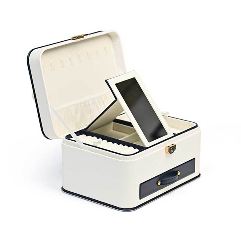 Premium Customizable PU Leather Jewelry Box with Mirror