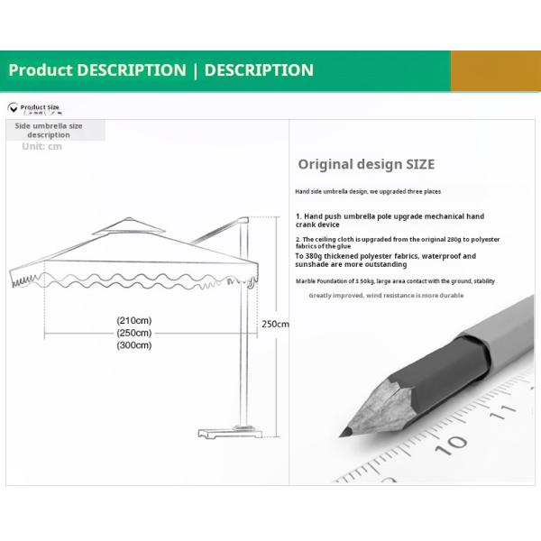 8 Aluminium Ribs Large Garden Parasol 3m Garden Umbrella OEM