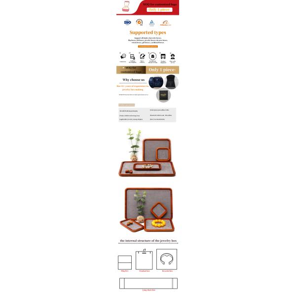 Red Edge Wooden Jewelry Display Props Super Fiber Lining Exhibition Display Trays