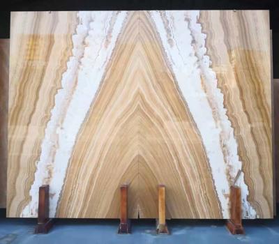 Yellow And White Mulge Earl Royal Wood Grain Marble Wall Background