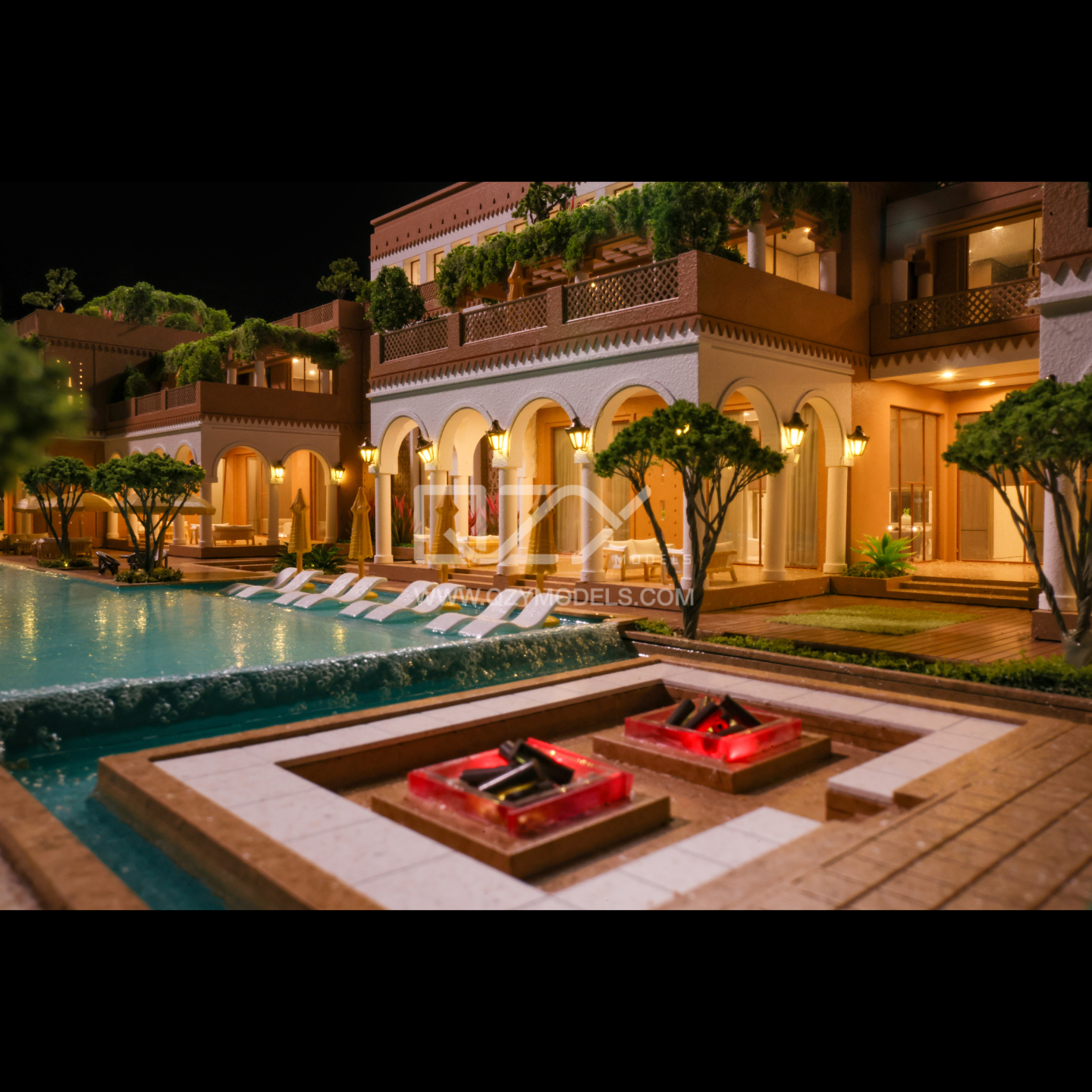 1:75 Scale Islamic Aesthetic Eco-Friendly Insulation Architectural Sandtable Model for Luxury Resort Display