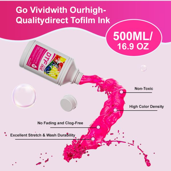 FCOLOR Manufacturer 500ML High Quality Heat Transfer White Tinta DTF for Epson XP600 I3200 4720 L1800 L8050 Dtf Printer Ink