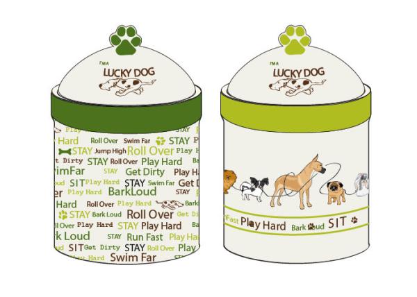 Decaled Pet Ceramic Treat Jar With Silicone Seal Strong Dolomite Stoneware
