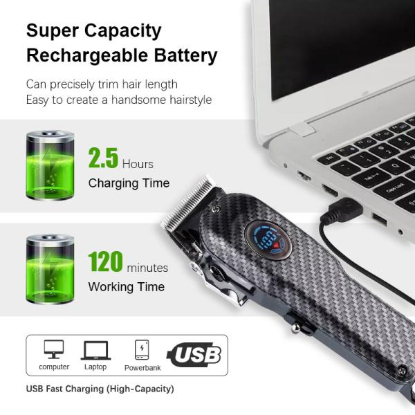 Fast Charge Men Electric Professional Hair Clippers Barber Machines Trimmer
