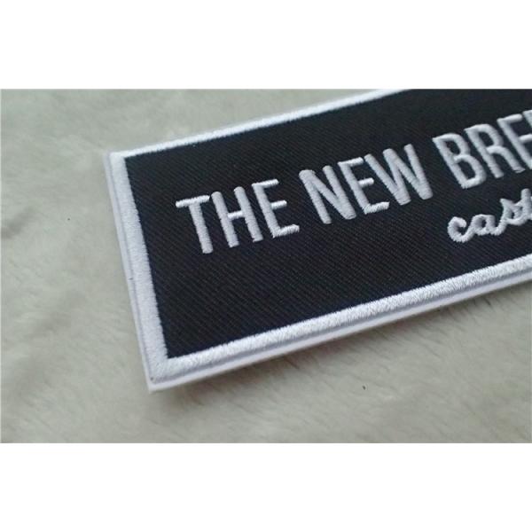 Washable Black Polyester Custom Clothing Patches / Adhesive Embroidered Patches
