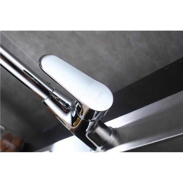 Contemporary Kitchen Sink Faucets , Cold Hot Single Handle Stainless Steel Faucet