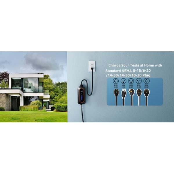 110V - 240V Уровень 2 Tesla EV зарядное устройство 32A / 16A с кабелем 25FT NEMA 5-15/6-20/14-30/14-50/10-30