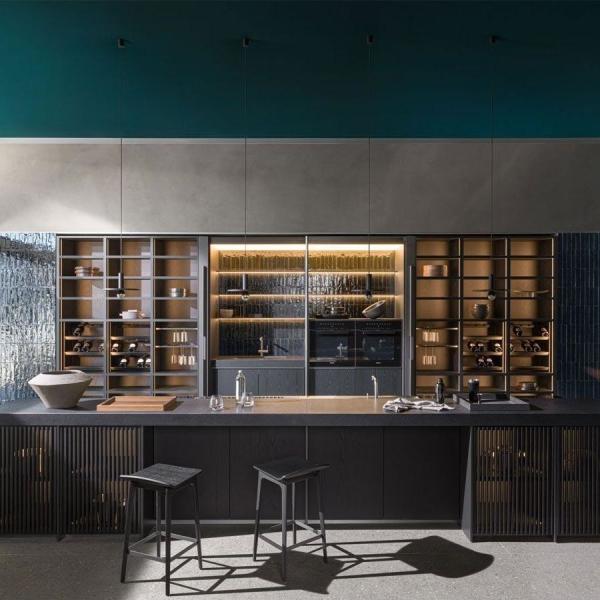 Full Kitchen Custom Modular Solid Wood Modern Walnut Veneer Kitchen Cabinet Set